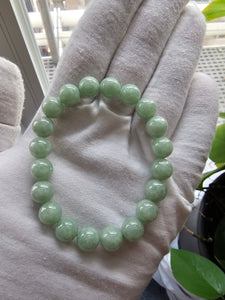Imperial Green Burmese A-Jadeite Jade Beaded Bracelet (10mm Each x 20 beads) 05005