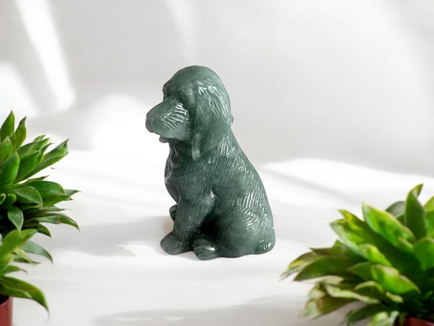 Juliet the Sitting Cocker Spaniel Dog Burmese A-Jadeite Ornament Showpiece V02 - Certified