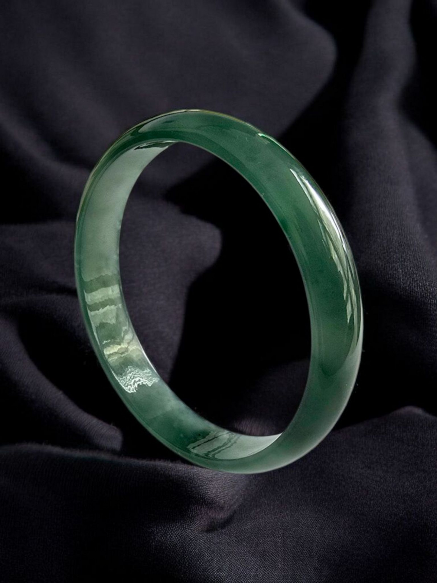 Earth's Burmese Bluish-Green A-Jade Round Bangle Bracelet - Certified 08818
