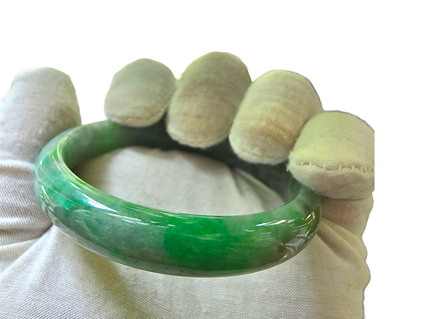 Earth's Burmese Green A-Jade Round Bangle Bracelet - Certified 08819