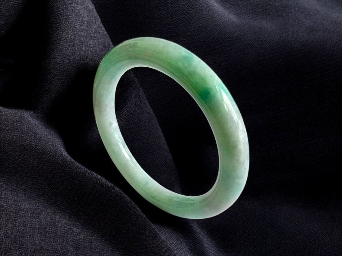Earth's Burmese Green A-Jade Round Bangle Bracelet - Certified 08820
