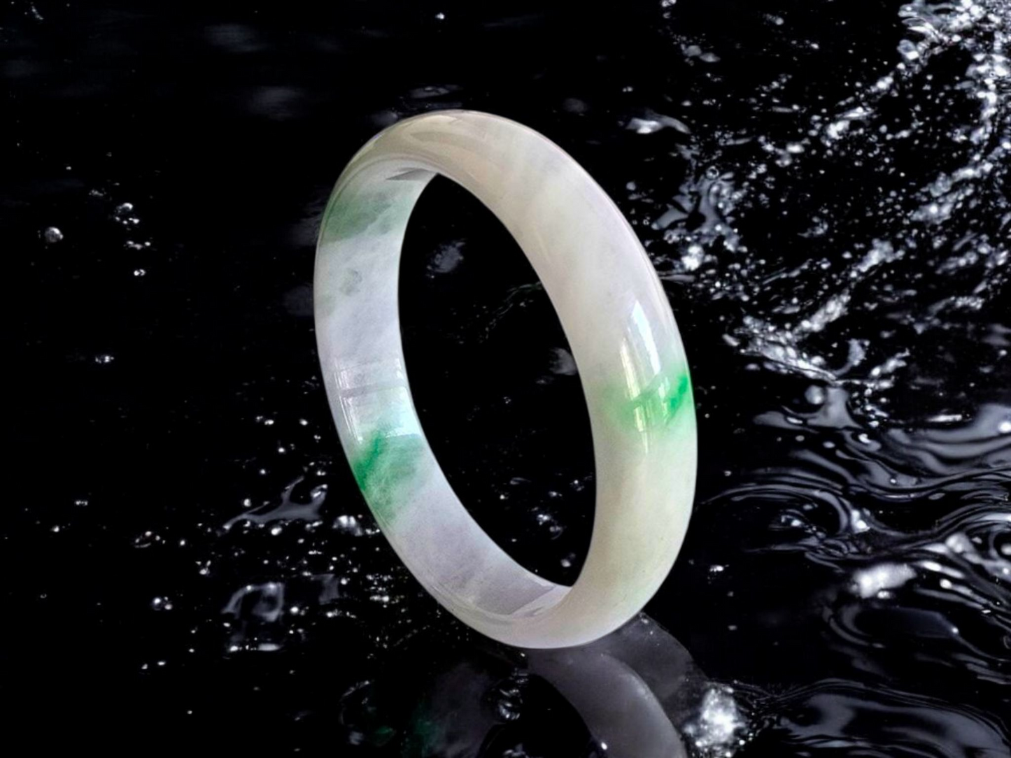 Earth's Burmese Green and Lavender A-Jade Round Bangle Bracelet - Certified 08822