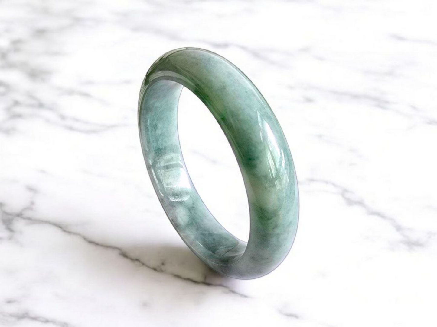 Earth's (MADE IN JAPAN) Burmese Green A-Jade Round Bangle Bracelet - Certified 08824