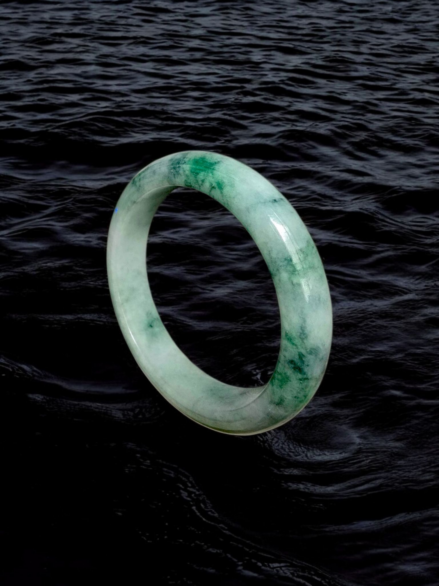 Earth's (MADE IN JAPAN) Burmese Green A-Jade Round Bangle Bracelet - Certified 08827