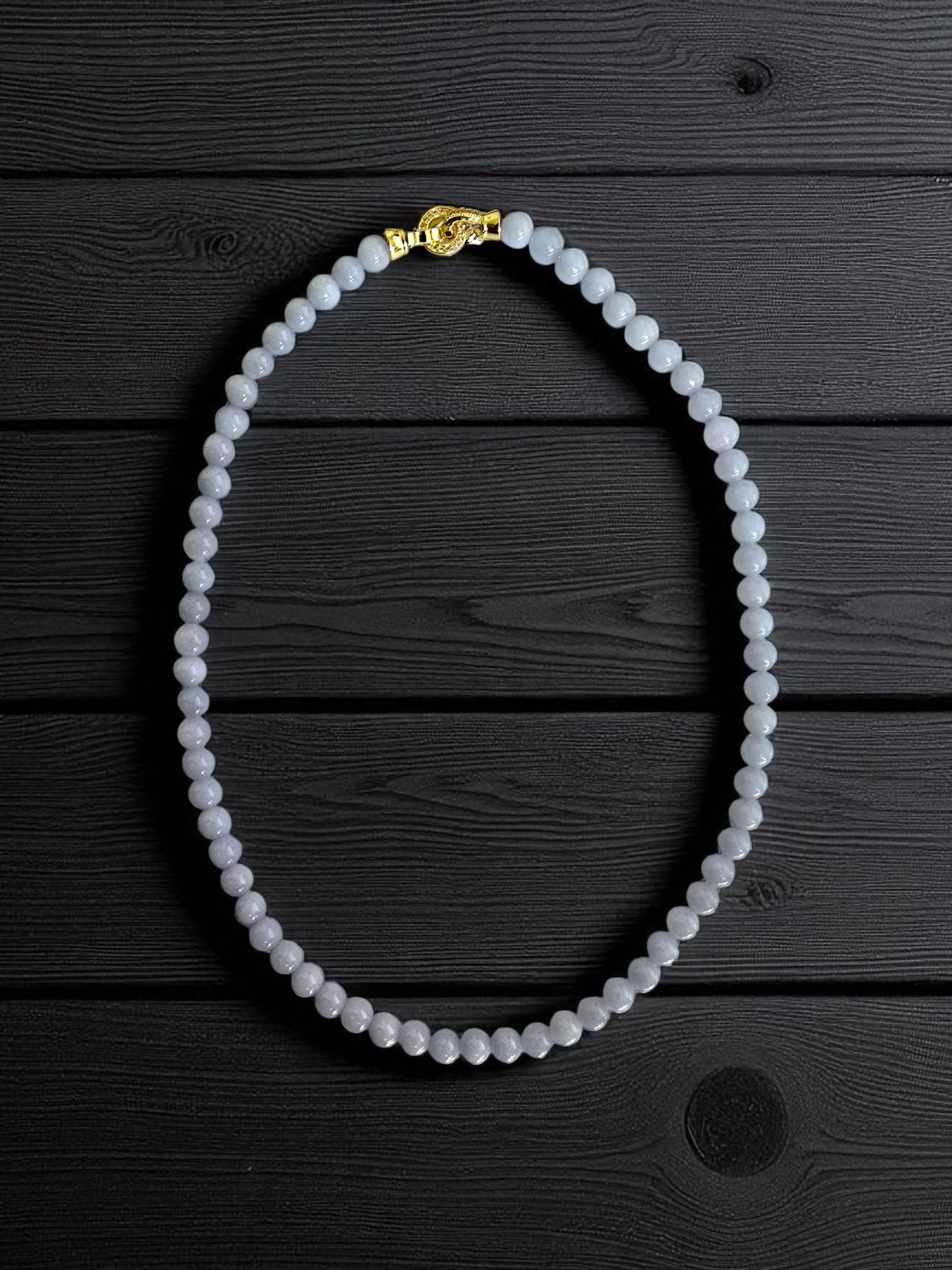 Imperial Burmese White and Lavender Certified A-Jade Beaded Necklace inches mm Beads) with Sterling Silver 925 10009