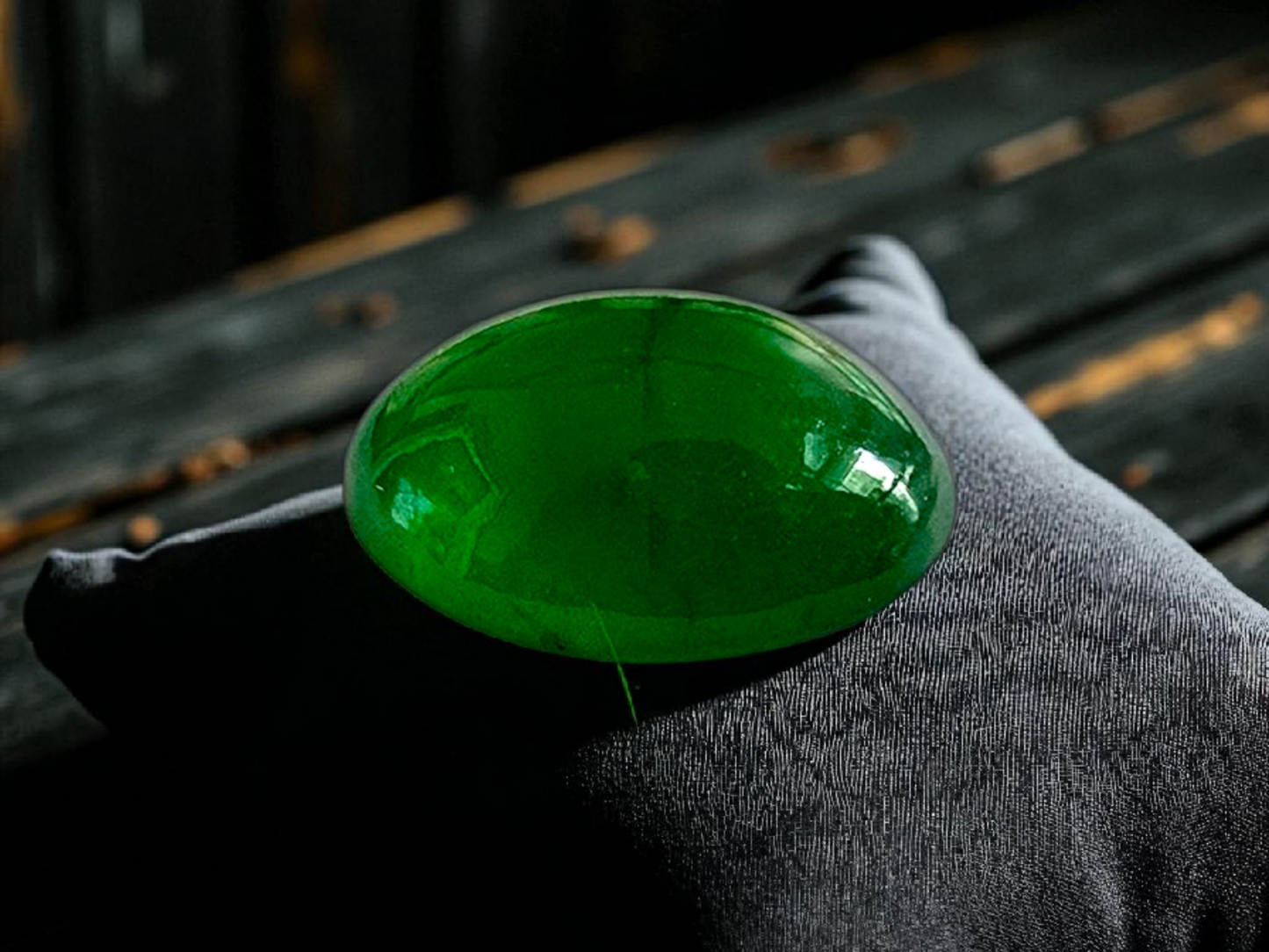 Certified MADE IN JAPAN 1.69 cts. Intense Bright Green Burmese A-Jadeite Oval Cabochon Loose Stone LS12