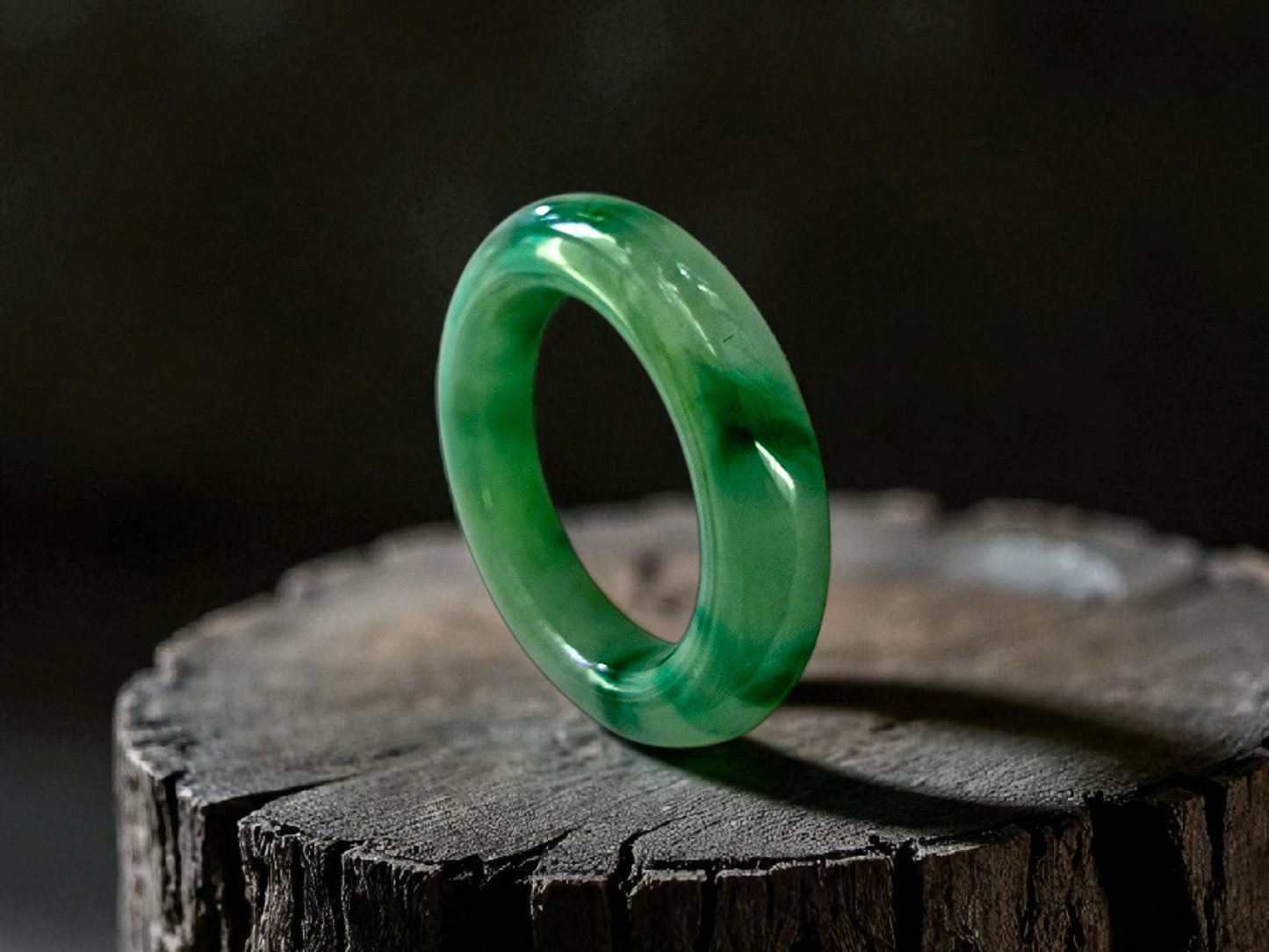 Masters Burmese A-Jadeite Infinity Band Ring Size US 5 09020 - Certified