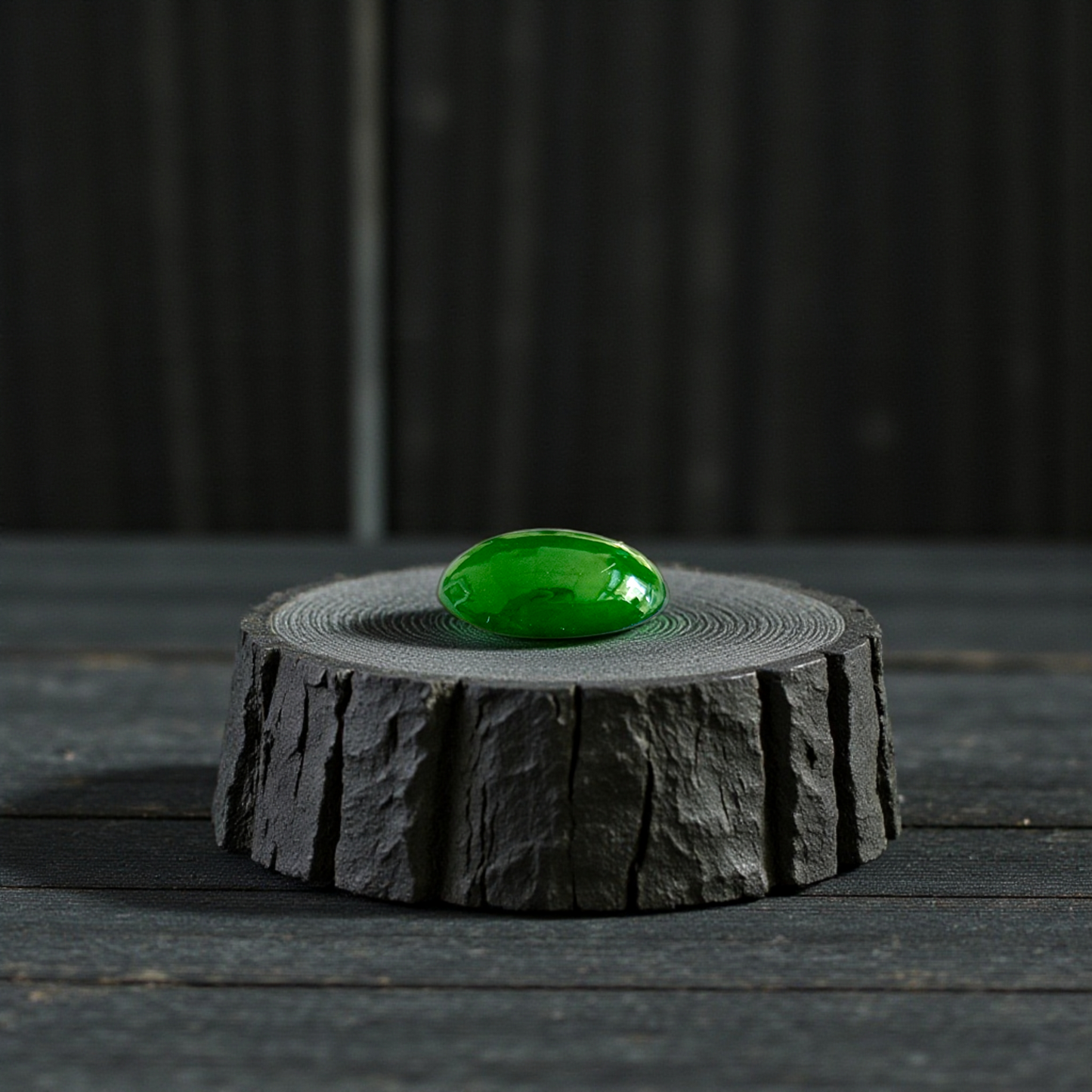 Certified MADE IN JAPAN 1.538 cts. Deep Imperial Green Burmese A-Jadeite Oval Cabochon Loose Stone LS29