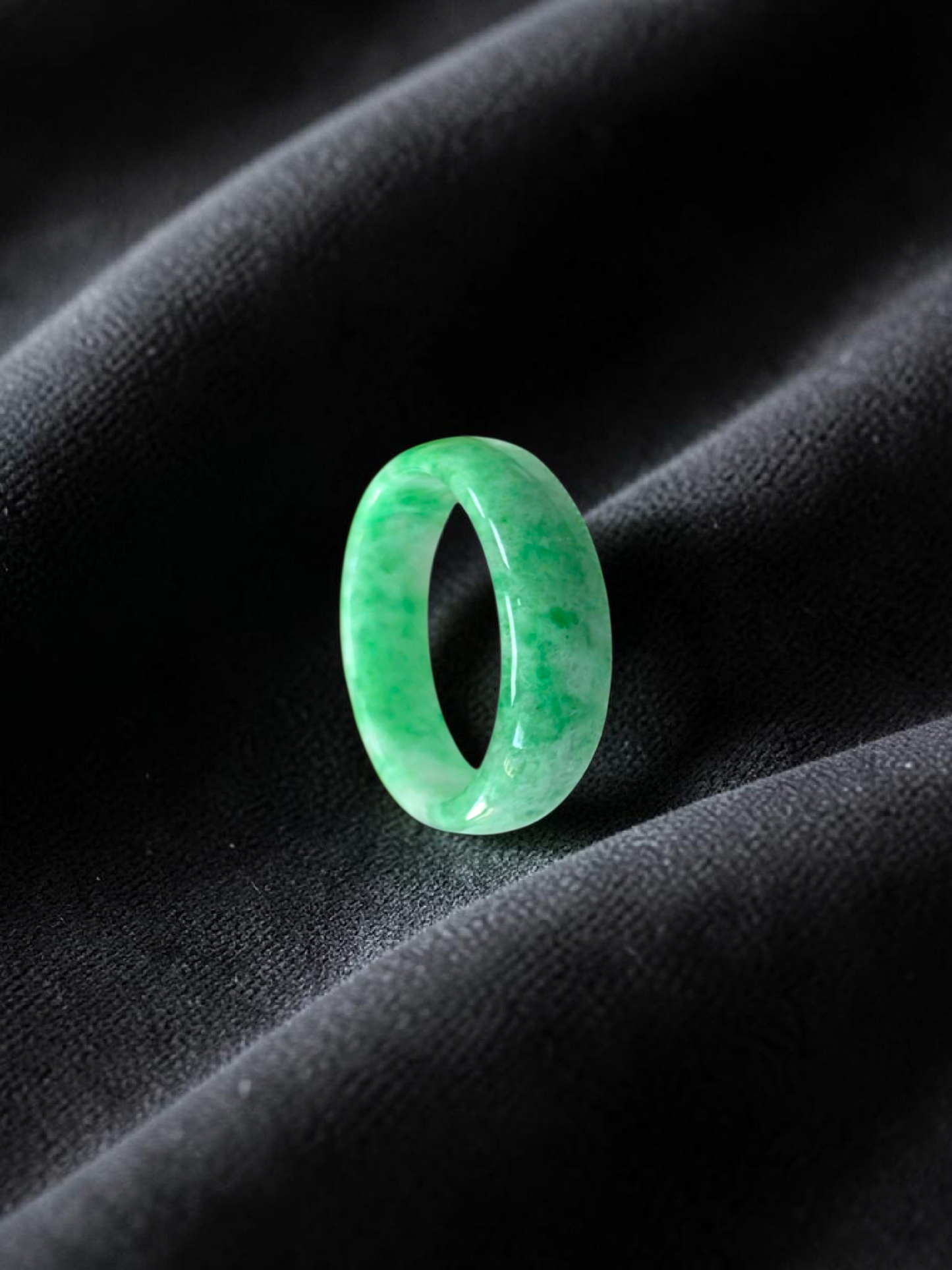 Burmese Bright Green A-Jade Infinity Band Ring - Size US 5.5 - V1