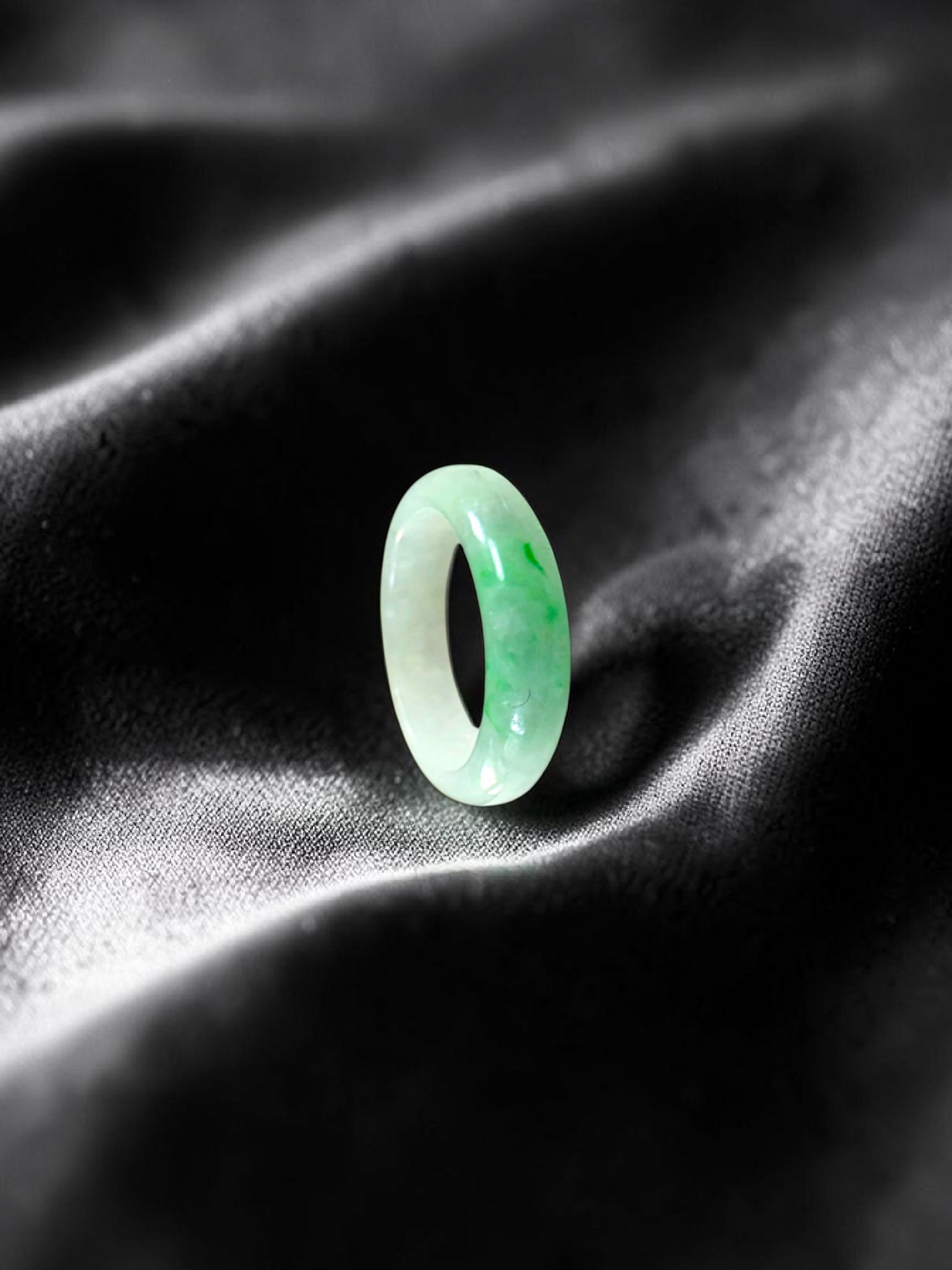 Burmese Green A-Jade Infinity Band Ring - Size US 6.5 - V9