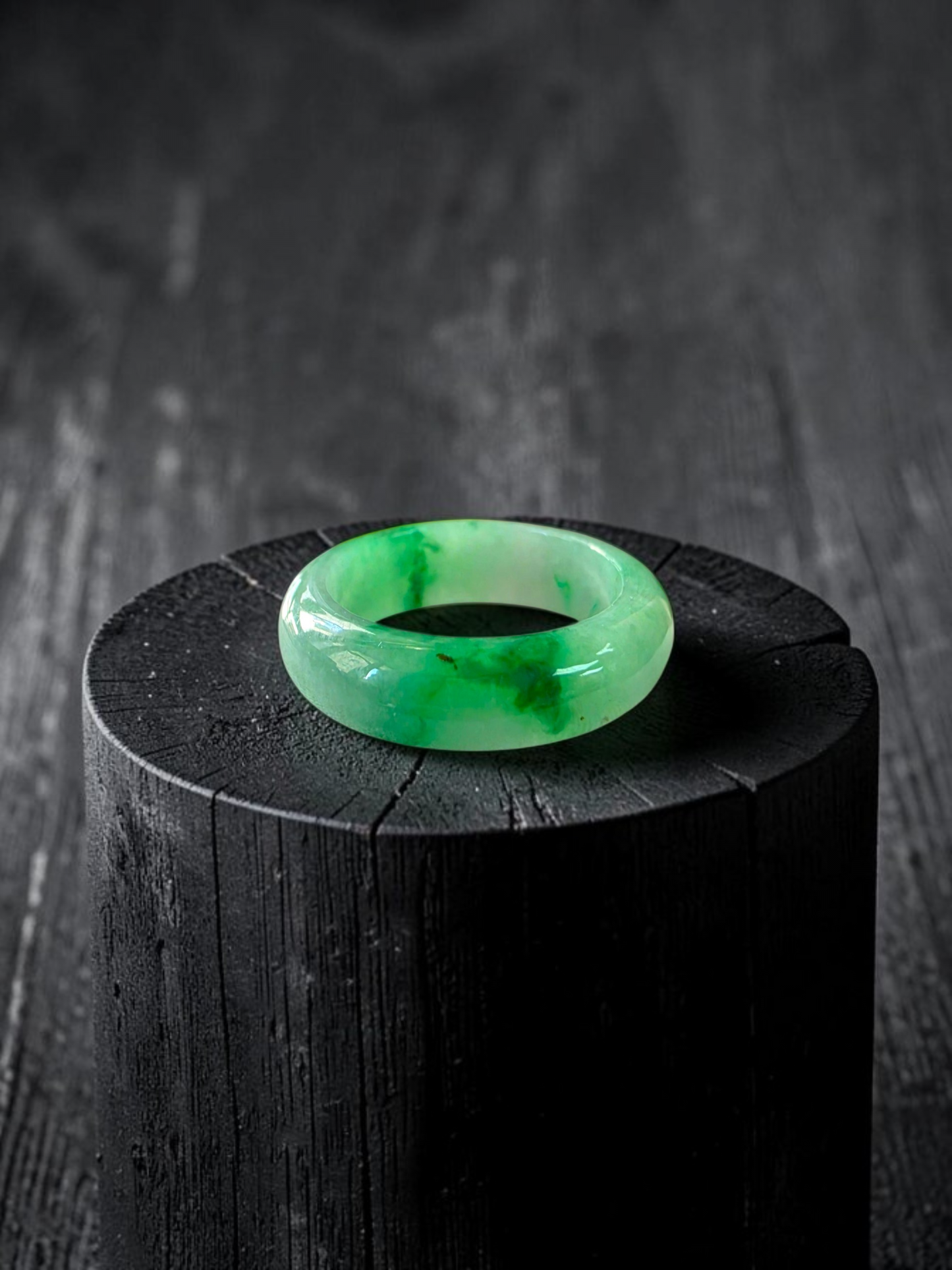 Master's Burmese Icy Green A-Jadeite Infinity Band Ring Size US 7.5 - 09028 - Certified