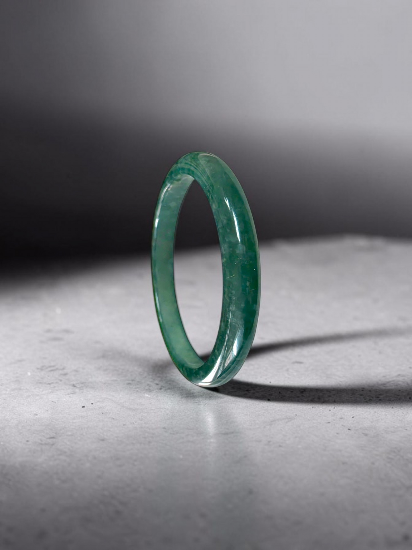 Certified 57.80 mm Earth's (MADE IN JAPAN) Burmese Deep Blue Green A-Jade Round Bangle Bracelet - 08845