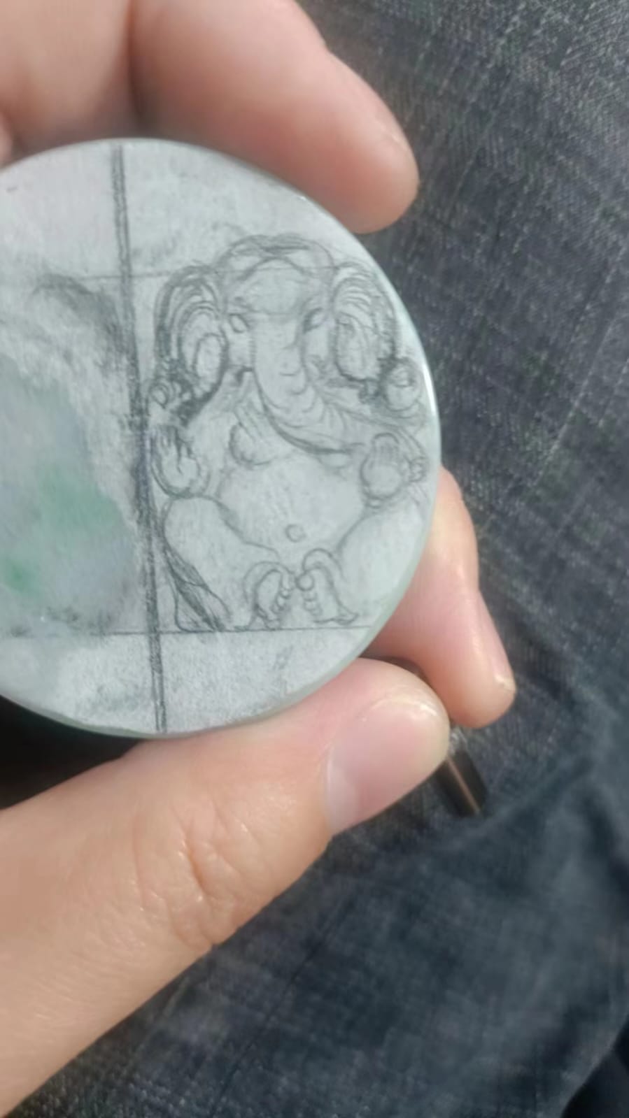 カタリストのガネーシャ神 ビルマ産 A 翡翠製置物 装飾像 ショーピース