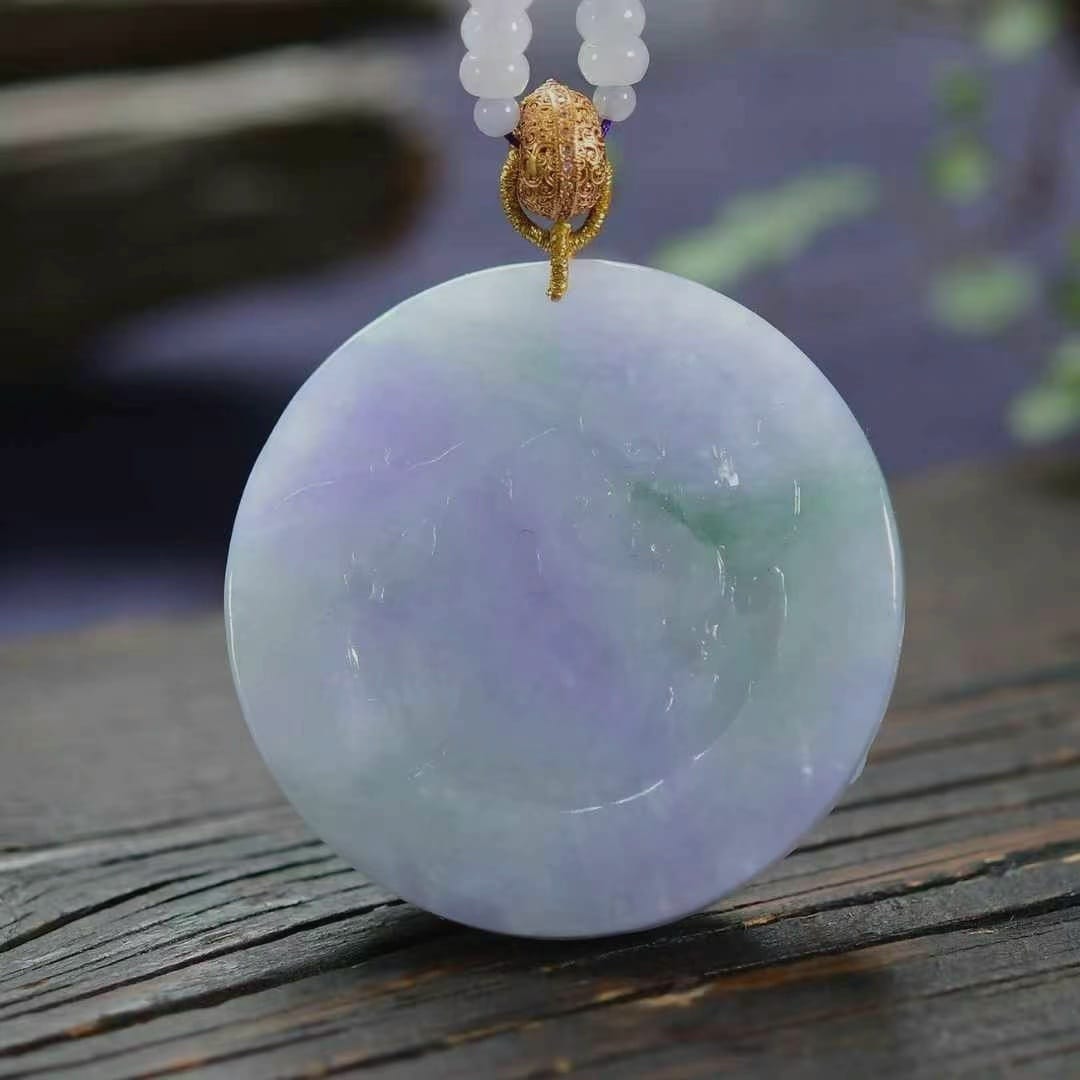 Korakuen Garden Lavender and Green Burmese A Jade Necklace and Detachable Pendant with Silver 925 - HKJSL Certified