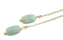 Load image into Gallery viewer, Dangling Cylindric Spring Burmese Jade Earrings (with 14K Gold)