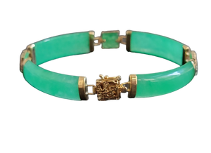 Quartet Link Jade Dragon Bracelet (with 14K Gold)