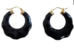 Shou Tai Onyx Hoop Earrings (with 14K Gold)