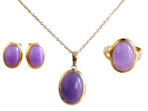 Qing Purple Jade Set (with 14K Gold)