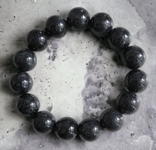 Load image into Gallery viewer, Imperial Burmese Noir Jade Beaded Bracelet (14mm Each x 15 Beads)
