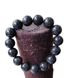Imperial Burmese Noir Jade Beaded Bracelet (14mm Each x 15 Beads)