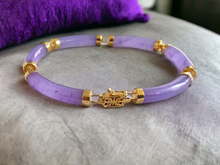 Load image into Gallery viewer, Fu Fuku Fortune (Purple) Jade Bracelet (with 14K Gold)