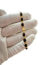 Load image into Gallery viewer, Tibetan Black Onyx Bracelet (with 14K Yellow Gold)