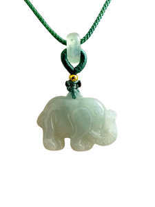 Sapporo Burmese A-Jadeite Elephant Pendant Necklace with FYORO String