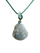 Load image into Gallery viewer, Sapporo Burmese A-Jadeite Big Laughing Buddha Pendant Necklace with FYORO String
