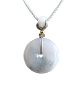 Load image into Gallery viewer, Sapporo Burmese A-Jadeite Icy Donut Pendant Necklace with FYORO String
