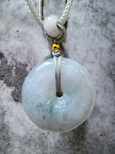 Load image into Gallery viewer, Sapporo Burmese A-Jadeite Icy Donut Pendant Necklace with FYORO String