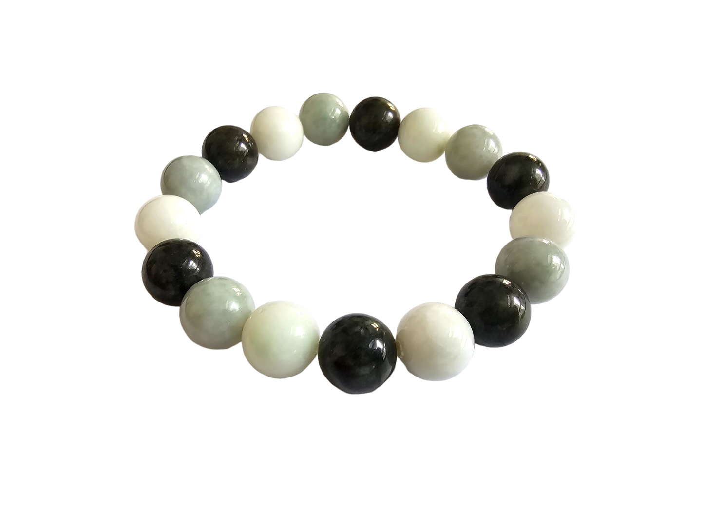 皇家色調綠色緬甸 A 翡翠串珠手鍊(每顆 12-12.5 毫米 x 17 顆珠子)04002