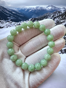 Imperial Green Burmese A-Jadeite Jade Beaded Bracelet (10mm Each x 20 beads) 05006