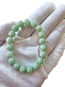 Imperial Green Burmese A-Jadeite Jade Beaded Bracelet (10mm Each x 19 beads) 05003