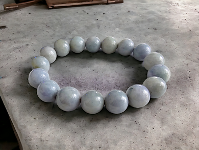 Imperial Lavender Burmese A-Jadeite Jade Beaded Bracelet (11-12mm Each x 17 beads) 06007