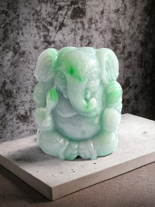 Catalyst's Lord Ganesha Imperial Burmese A-Jade Figurine Ornament Statue Showpiece