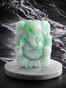 Catalyst's Lord Ganesha Imperial Burmese A-Jade Figurine Ornament Statue Showpiece