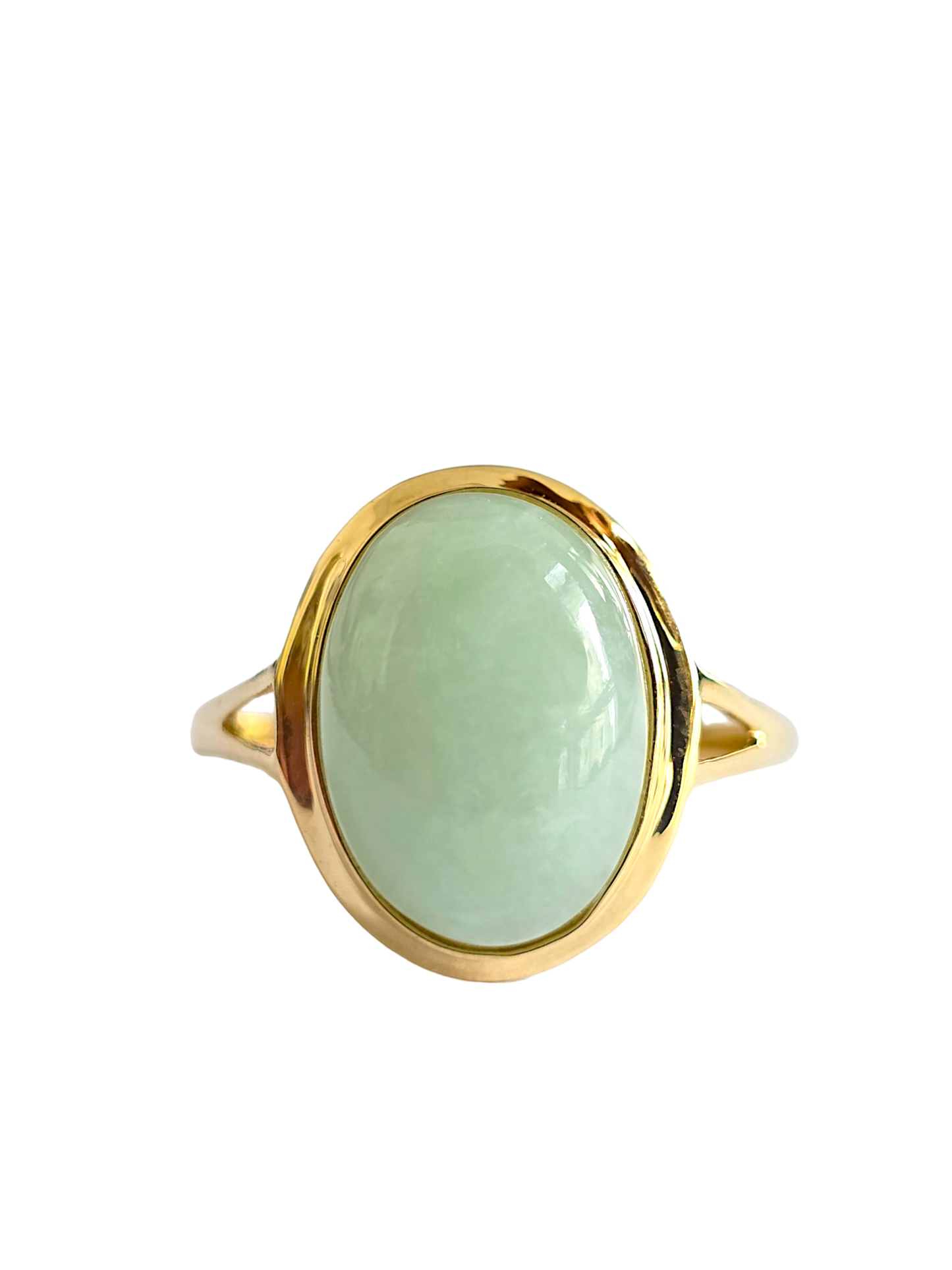 Ming Burmese A-Jade Ring (with 14K Yellow Gold)