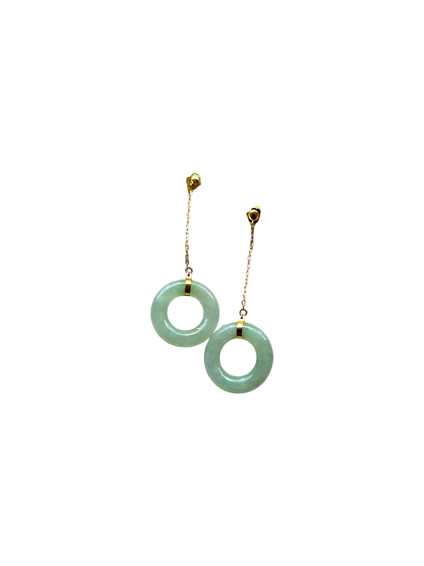 Avantgarde Donut Hoops Drop and Dangle Burmese A-Jade Earrings (with 18K Yellow Gold)