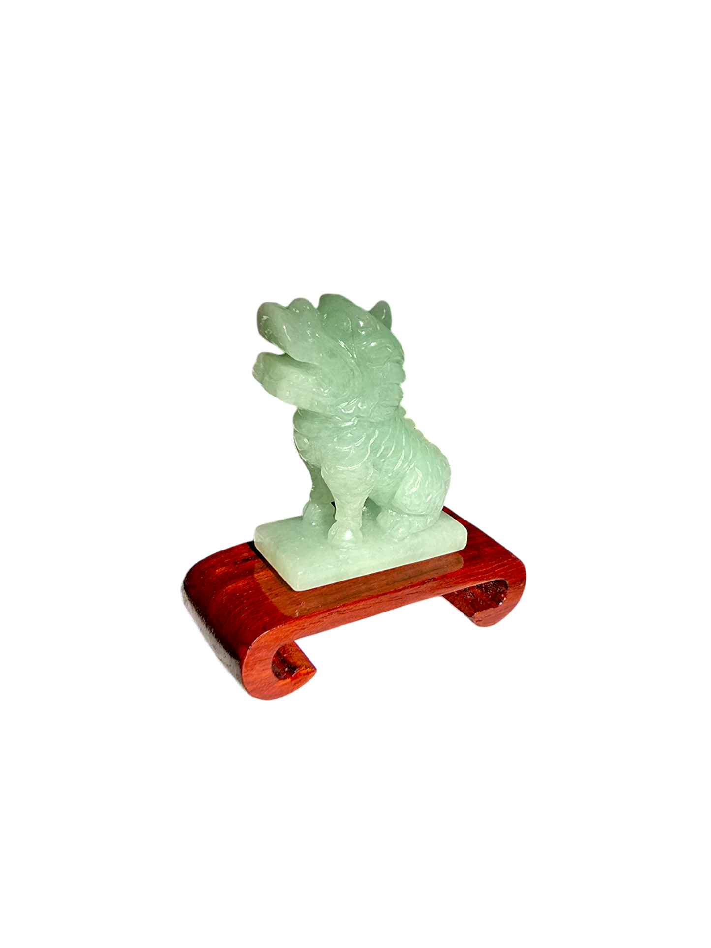 Japanese Kirin Carved Burmese A-Jadeite Ornament Showpiece with Stand