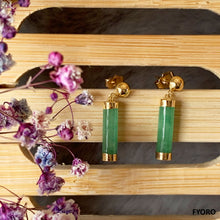 Load image into Gallery viewer, Jade Stem Drop Earrings (with 14K Gold)