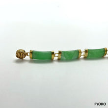 Load image into Gallery viewer, Gao Longevity Jade Bracelet (with 14K Gold)