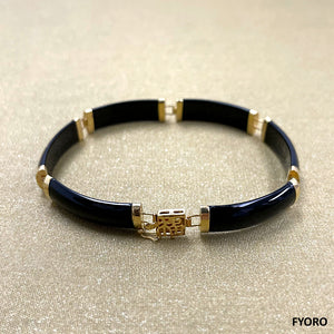 Fu Fuku Fortune Yat Onyx Bracelet (with 14K Gold)