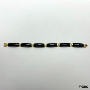 Fu Fuku Fortune Yat Onyx Bracelet (with 14K Gold)
