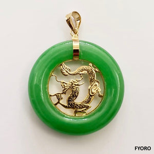 Lantau Jade Dragon Pendant (with 14K Gold)