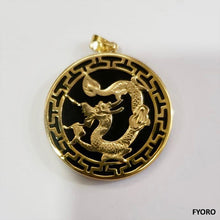 Load image into Gallery viewer, Kowloon Onyx Dragon Pendant (with 14K Gold)
