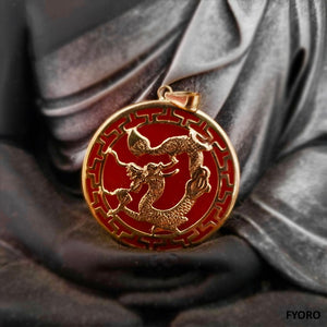 Kowloon Hong Jade Dragon Pendant (with 14K Gold)