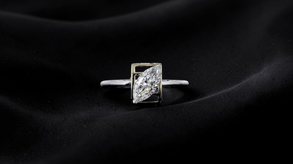 Yatomi Natural Marquise Diamonds (0.58 cts.) D VS1 Statement Ring (with 18K White and Yellow Gold) - Certified - Size US 5.5