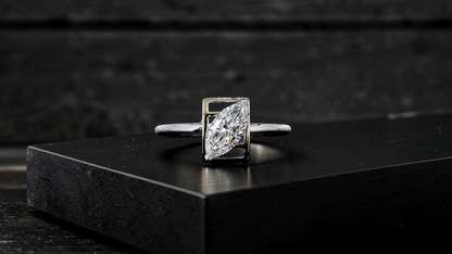 Yatomi Natural Marquise Diamonds (0.58 cts.) D VS1 Statement Ring (with 18K White and Yellow Gold) - Certified - Size US 5.5