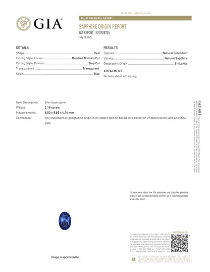 Kazuno 2.19cts. Made in JAPAN Natural No Heat Sri Lankan Royal Vivid Blue Sapphire Pendant (with PT900 and Natural Diamonds) - GIA Certified
