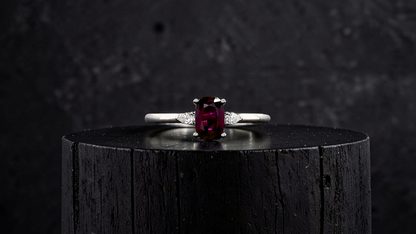 Tahara 1.00 cts. Natural Pigeons Blood Vivid Red Ruby Ring (with 18K White Gold and Natural White Diamonds) Size US 8  - R22